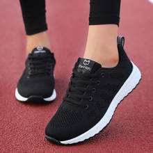 Sooneeya tênis casual feminino de malha respirável, calçado de caminhada baixo com cadarço para mulheres, tamanho preto 35-42 2024 - compre barato
