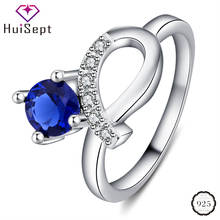 HuiSept Trendy Ring 925 Silver Jewelry with Sapphire Zircon Gemstone Finger Rings for Women Wedding Party Promise Gift Wholesale 2024 - buy cheap