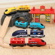 Electric Magnetic Train Toy Wooden Railway Track Slot Car Magnetic Electric Voice Broadcast Speak Train Children Toy Kids Gift 2024 - buy cheap