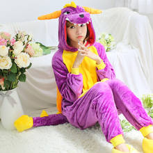 Pijama de dinosaurio Kigurumi de franela para adultos, pijama de dinosaurio spyro, para mujeres 2024 - compra barato