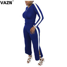 VAZN 2020 Autumn Hot Sales Simple Office Regular Sweet Solid Full Sleeve Group Long Wide Leg Pants Slim Women 2 Piece Set 2024 - buy cheap
