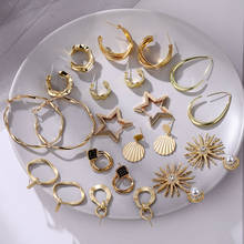 FNIO Trendy Hoop Earrings For Women Big Stud Geometric Statement Gold Drop Earrings 2020 Earings Jewelry Accessories 2020 2024 - buy cheap