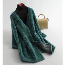 2020 Winter New Elegant Real Fox Fur Coats Female Solid V-neck Genuine Sheepskin Wholeskin Natural Wool Blends Outwear D49 2024 - buy cheap