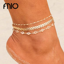 FNIO Crystal Sequins Anklet Set for Women Beach Foot Jewelry Vintage Statement Anklets Boho Style Jewelry Summer Party 3pcs /Set 2024 - buy cheap
