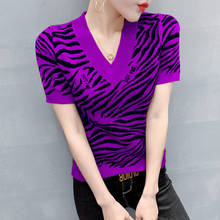 Joker camisola slim de manga curta feminina, camisola pequena estilo estrangeiro moda zebra 2021 2024 - compre barato