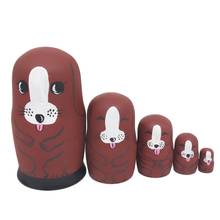 5Pcs/Set Boys Girls Wooden Matryoshka Dolls Toys Russian Nesting Dolls Best Wishes Kids Christmas New Year Gift Handmade Crafts 2024 - buy cheap