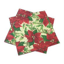 33*33cm 20pcs Vintage Christmas Napkin Paper Tissue Xmas Santa Claus Flower Hhandkerchief Decoupage Wedding Birthday Party Decor 2024 - buy cheap