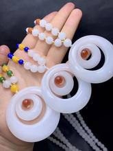 Admirable White Jade hoop Hanging Pendant Amulet jadeite Mala Bead Necklace Bless safety 2024 - buy cheap