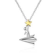 Personality Star Catcher Airplane Pendant Necklace For Lady Jewelry Pure Silver Plated Women Clavicle Necklaces Lady Charm Bijou 2024 - buy cheap