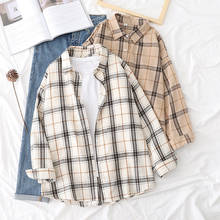 Plaid Shirts Women Autumn Long Sleeve Blouses Lady Checked Tops Loose Female Outwear Casual Clothes 2024 - buy cheap