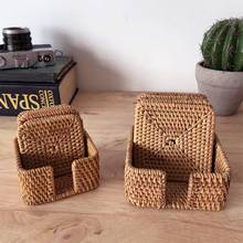 6pcs Square Natural Rattan Coaster Bowl Mat Handmade Insulated Placemat Kitchen Decoration Accessories Wholesale 2021 2024 - buy cheap