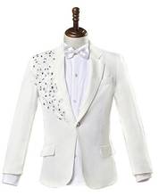 Blazer masculino estilo coro com calças, roupa de casamento estilo cantor, estrela, dança em palco, vestido formal 2024 - compre barato