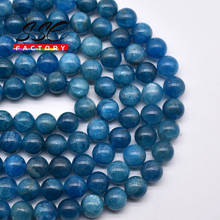 Natural Blue Apatite Stone Beads Smooth Round Loose Spacer Beads 4 6 8 10 12MM For Jewelry Making Diy Necklace Bracelets 15" Q48 2024 - buy cheap