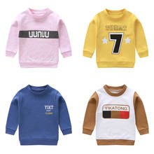 0-6Y Children Sweatshirts Solid Cotton Letter Solid Korean Spring Fall T-shirt Baby Boys Girl Outfit Pullover Tops Tees 2021 2024 - buy cheap