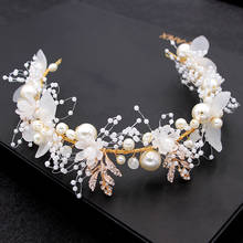 Vintage Crystal And Pearl Flower Bridal Crowns Handmade Rhinestone Tiara Headband Women Diadem Wedding Hair Jewelry Baroque 2024 - buy cheap
