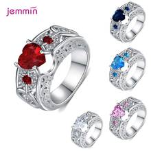 Novel Style Genuine 925 Sterling Silver Rings With Lovely Heart Shape Crystal Sparkling Crystal Women Rings Jewelry Accessory 2024 - buy cheap