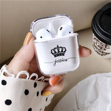 Personalized Custom Initial alphabet Letters Crown Earphone Case For Apple iPhone Charging Box For AirPods Pro Hard Transparent 2024 - buy cheap