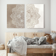 Auto-adesivo adesivos de parede original bege taupe mandala arte da parede cartazes boho cor neutra pintura sala de estar quarto decoração 2024 - compre barato