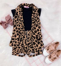 Ropa de leopardo para bebé y niña, chaqueta + Tops de manga corta sólidos, camiseta + Pantalones cortos, conjunto de 3 uds. 2024 - compra barato