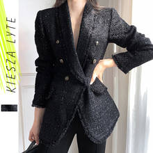 Women's Black Suit Jacket Female2021 Autumn Winter Korean Style Office Lady Thickened Slim Tweed Suit Blazer Outwear 2024 - buy cheap
