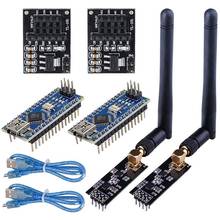 Receptor transceptor inalámbrico con Tutorial, módulo RF NRF24L01 + PA + LNA con antena SMA + placa Nano V3.0 ATmega328P, 2 juegos 2024 - compra barato