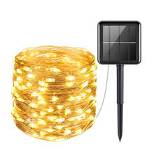 Luces LED de hadas de alambre de cobre, 100/200LED, 10/20M, LED Solar guirnalda de luces, impermeables, para jardín, fiesta, boda 2024 - compra barato