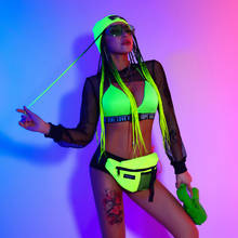 Trajes de Bikini sexys para mujer, pantalones cortos de Top verde fluorescente, trajes de actuación para club nocturno, Bar, Dj, Ds, ropa de Pole Dance, DQS6736 2024 - compra barato