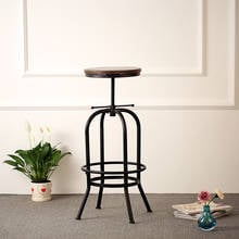IKayaa стул в промышленном стиле, регулируемый по высоте поворотный барный стул из натурального соснового дерева, кухонный обеденный для завтрака стул 2024 - купить недорого