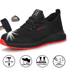 Sapato de segurança do trabalho para homens, calçado de bico de aço indestrutível para combate ao ar livre, tênis respirável militar, calçado de tornozelo para homens 2024 - compre barato