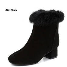 Botas de nieve de piel de conejo para mujer, zapatos cálidos de piel de vaca helada, talla 33-43, para invierno, 2020 2024 - compra barato