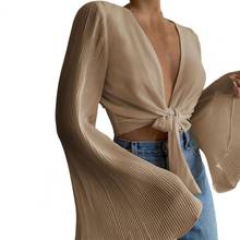 Summer Women Blouse Long Flared Sleeve Breathable Female Women Outsize Sexy Deep V Neck Tops Streetwear Summer party XXL 2024 - buy cheap