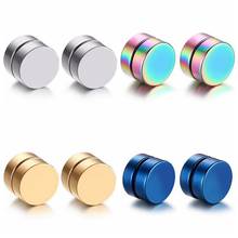 Punk Stainless Steel Earrings Magic Strong Magnet Magnetic Earrings Ear Studs No Hole Painless Fake Earring 6/8/10/12mm 2024 - buy cheap