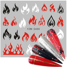 2021 новый дизайн огненный пламя наклейки для ногтей s 3D водяной знак пламя для ногтей Фольга переводная наклейка деколь декорации 2024 - купить недорого