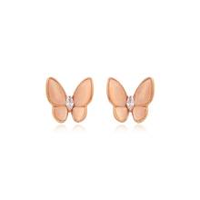 Brinco feminino borboleta zircônia cúbica rosa, brinco festa casamento presente aniversário joias fashion 2024 - compre barato
