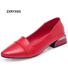 Hot 2022 New Pointed Top Cowhide Leather Shoes Women Low Heel Shoe  Large Size Temperament Elegant Red Wedding Shoes Women Shoes 2024 - buy cheap