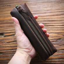 Handmade Genuine Leather Pen Bag Crazy Horse Leather Pencil Bag Holder Case Vintage Retro Style Accessories For Leather Notebook 2024 - buy cheap