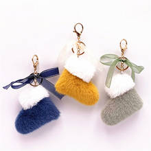 Brand Designer Handmade Fashion Plush Boot Shoe Faux Fur Keychain Women Bag Charm Backpack Pendant 2024 - buy cheap