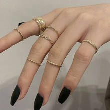 Модное кольцо в стиле панк, набор геометрических колец, минималистическое ювелирное изделие, металлическое круглое Золотое кольцо для женщин, аксессуары для уличных танцев 2024 - купить недорого