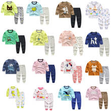 Детская Хлопковая пижама, комплект одежды для мальчиков и девочек, комплект одежды для сна с героями мультфильмов детские пижамные комплекты из 2 предметов с длинными рукавами + штаны 2024 - купить недорого