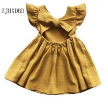 European and American Style Solid Petal Back Bow Tie Party Girls Dresses for Baby 2020 Summer Baby Princess Kids Dress Clothing 2024 - buy cheap