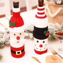20X12CM 1PC Christmas Santa Claus Knitting Red Wine Bottle Cover For Bar Xmas Snowman Bottle Bag Decoration Dinner Table Decor 2024 - buy cheap