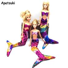High Quality Handmade Dolls Dress For Barbie Doll Gown Colorful Skirt Fashion Clothes Genuine Mermaid Tail Dress 1/6 Kids Toy 2024 - buy cheap