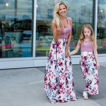 Mother Daughter Dresses Clothes 2020 Summer Sleeveless Floral Long Dress Mom And Daughter Dress Matching Family Outfits Clothes 2024 - buy cheap