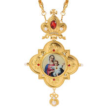 High Quality Gold Color Greek Orthodox Pectoral Cross Virgin Mary Icon Pendant Jewelry Necklace Religious Craft WIth Box 2024 - buy cheap