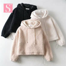 STVY Lambswool Short Style Sweatershirts 2020 Autumn Winter Warm Loose Pullovers Long Sleeve Sheep Fleece Hoodies Sweatershirts 2024 - buy cheap