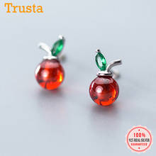 Trustdavis Genuine Fashion 925 Sterling Silver Red Garnet Green CZ Apple Stud Earring For Women Fine Jewelry Brincos DS2430 2024 - buy cheap