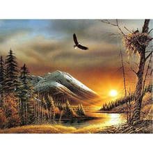 Amanecer bordado de diamantes paisaje completo cuadrado redondo taladro decoración hogar 5D DIY diamante pintura Cruz puntada de águila arte 2024 - compra barato