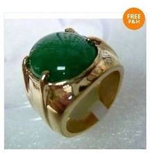 Novo quente tibete prata verde pedra anel masculino tamanho 10 # 2024 - compre barato