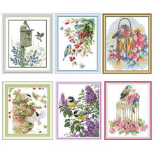 Joy Sunday Embroidery Needlework Thread Gifts Cross Stitch Kits Stamped Two Birds 11CT 14CT Printed Counted Fabric Handmade Sets 2024 - buy cheap