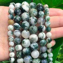 Cuentas redondas de ágatas dendríticas de árbol Natural, abalorios para hacer joyas hechas a mano, de 15 pulgadas piedras sueltas, DIY, 4/ 6/8/10/12mm 2024 - compra barato